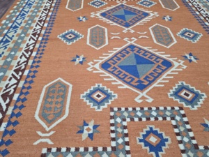 Hermosa alfombra turca de lana anudada a mano moderna, tamaño personalizable para sala de estar, hoteles, ejercicio en casa, técnica tejida para coche - Product Image 3