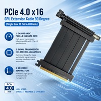 Mid Tower PC Case PCIe 4.0 X16 Riser Cable 32GB/s 12V 36W Vertical GPU Mount Wire Single Row Flexible Adapter Ribbon