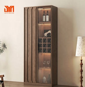 <span class=keywords><strong>JYN</strong></span> Petite armoire à vin en bois massif Armoire de décoration de rangement rétro Armoire sur pied pour salon TV - Product Image 1