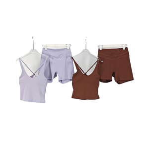 LULU Custom Women's <strong>Workout</strong> <strong>Sets</strong> Fitness Gym Sportswear Clothes 2 Piece Crop Top and <strong>Yoga</strong> Shorts <strong>Set</strong> - Product Image 5