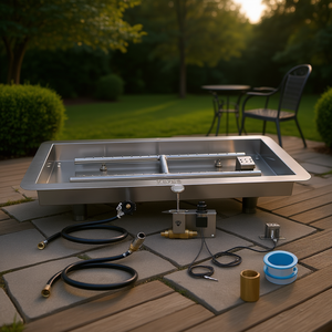 Vevor - Kit de quemador rectangular empotrable de acero inoxidable de 24 x 8 pulgadas para fogatas, calentador de exterior a gas propano natural - Product Image 2