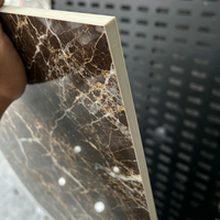 Carrelage en porcelaine pleine masse brun foncé effet marbre 900x1800mm, poli brillant, pour sols de luxe modernes de hall d'hôtel, salle de bain et supermarché