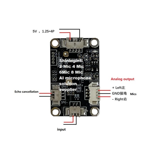 Smochm Anti-Noise & Echo Cancel PCBA Far Field 2 Mic 4 Mic 8 Mic AI Microphone Array Module for Enhanced Audio Quality