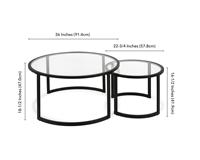 Ensemble table basse et table d'appoint noir blanc Table basse ronde set de 2 verre