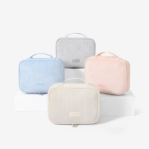 Boîte de rangement de cosmétiques portable, grande capacité, trousse de toilette de voyage, organisateur de maquillage, multifonction, rose, bleu clair, beige, gris - Product Image 2