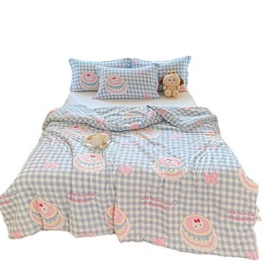 Mùa Hè Mới Mát Mẻ Ánh Sáng Tươi In hiếu khí Hai Lớp Quilt Cotton Máy Có Thể Giặt Cho Không Khí Bộ Đồ Giường Bộ - Product Image 5