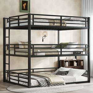 Lit superposé moderne à 3 niveaux pour enfants avec tiroirs de rangement, lits jumeaux en fer gain de place, cadre métallique de qualité commerciale pour petite <span class=keywords><strong>chambre</strong></span> ou salon - Product Image 1