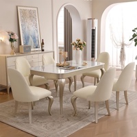 Ensemble de table et de chaises de salle à manger en bois massif de style américain, luxe léger, minimaliste français, pour salle à manger et restaurant
