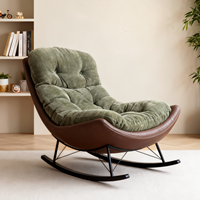Fauteuil à bascule capitonné de style mid-century de haute qualité avec structure métallique durable et revêtement en tissu pour salon et mobilier de maison