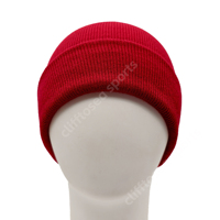 Bonnet en tricot personnalisé avec pompon, motif camouflage rouge en acrylique, ajustable, pour équipes sportives, idéal pour l'hiver et les activités de plein air, avec broderie du logo de l'équipe