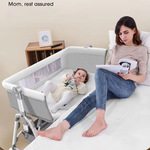 Hot Bán Bé Cạnh Giường Cũi Bé Di Động Cũi Trẻ Em Gấp Cũi Giường Của Đứa Trẻ Bộ Đồ Giường Đặt Cho Mới Sinh Ra Cũi - Product Image 1