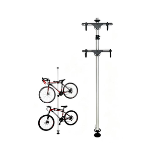 Support de rangement <span class=keywords><strong>pour</strong></span> 2 vélos du sol au <span class=keywords><strong>plafond</strong></span> |   Porte-vêtements double réglable avec crochets à gravité - Product Image 1