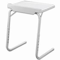 Table d'appoint pliable à hauteur réglable en tube d'acier en forme de C, portable, pour canapé-lit, bureau pour ordinateur portable et collations, avec fente pour tablette et téléphone, pour usage domestique