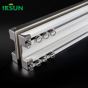 Iksun รางม่านห้องน้ำแบบเลื่อนได้สองชั้น, รางเหล็กอัลลอยสองชั้นรางม่านเพดาน - Product Image 1