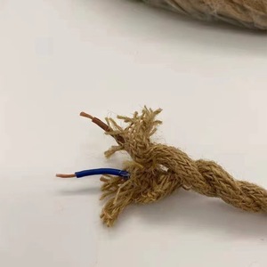 Cable eléctrico redondo flexible cubierto de <span class=keywords><strong>tela</strong></span> de yute cuerda de cáñamo 0,75 tejido de 2 núcleos 3 núcleos Vintage al por mayor para luces colgantes de bricolaje - Product Image 5