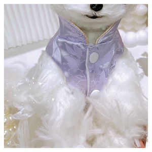 Vestido Cheongsam Estilo Chino para Perro, Color Morado Floral, Poliéster, Ropa Formal para las Cuatro Estaciones - Product Image 3