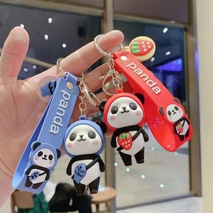 Porte-clés mignon en forme de panda de dessin animé avec motif floral, pendentif en forme de bambou, petit cadeau souvenir créatif culturel - Product Image 2