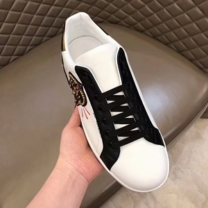 Sneakers en cuir véritable blanc et noir de créateur, style haut de gamme, confortables, décontractées, antidérapantes pour hommes et femmes, chaussures de sport - Product Image 4