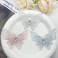 Accessoires de cheveux et bijoux DIY en strass 3D double couche, motifs papillon élégant, fleur de chaussure en cristal, breloques pour Crocs et patchs vestimentaires