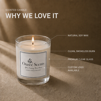 Bougie parfumée en verre givré avec mèche en bois, logo personnalisé OEM pour la décoration de la maison, les hôtels, les spas, les cadeaux