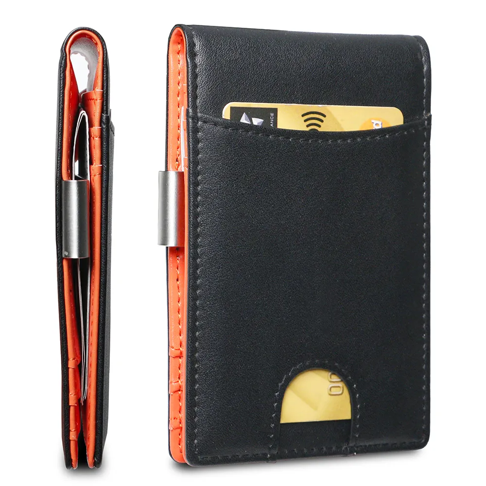 Men Wallet Slim Front Pocket RFID Blocking Leather Money Clip Wallet
