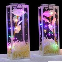 Rose LED scintillante faite à la main dans un coffret cadeau en PVC, rose éternelle de 24 cm avec lumières féériques, cadeau romantique pour la Saint-Valentin pour elle