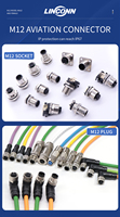 Connecteur Électrique M12 2 à 12 Broches, Options Mâle/Femelle, Codage A B D L X, Blindé, Étanche IP67 pour Capteur d'Automatisation Industrielle