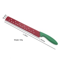 Couteau à trancher la pastèque à bord dentelé en acier inoxydable avec manche en plastique spécialement conçu pour les pastèques
