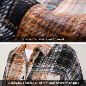 Patchwork Plaid grande taille vêtements pour femmes vendeur plusieurs poches surchemise à manches longues automne polaire Plaid Shacket femmes <span class=keywords><strong>veste</strong></span> - Product Image 2