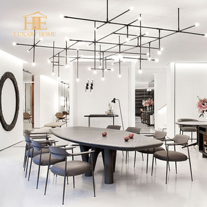 Sang Trọng Bằng Gỗ 16 Chỗ Ngồi Bàn Ăn Hình Bầu Dục Bằng Đá Cẩm Thạch Bàn Ăn - Product Image 2