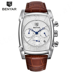Reloj BENYAR 5113 de Cuarzo con Correa de Cuero, Esfera de Cristal Deportiva, Diseño Antiguo de Lujo, Cronógrafo para Hombre, con Moneda y Puntero de Moda - Product Image 6