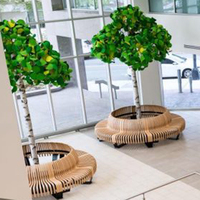Chaise-banc ergonomique moderne personnalisée en bois massif avec dossier incurvé, pour usage commercial extérieur et espaces publics