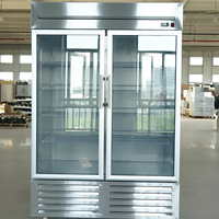 Vitrine réfrigérée verticale en acier inoxydable avec portes vitrées doubles, sans givre et contrôle numérique, pour usage commercial