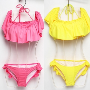 Traje de Baño YWHQ-DK86 para Niña, Tejido Reciclado, con Volantes, Color Sólido, Bikini - Product Image 6