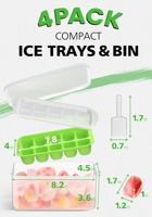 Bac à glaçons avec couvercle et bac de rangement - Kits de 4 seaux à glaçons empilables en silicone pour congélateur, extrait facilement les glaçons