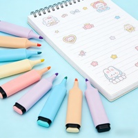 Ensemble de surligneurs pastel |   6 couleurs macaron, pointe biseautée, encre à séchage rapide et sans bavure pour le journaling, la prise de notes et les fournitures scolaires
