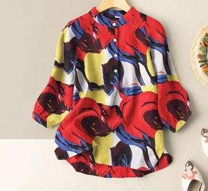 Của Phụ Nữ Thanh Lịch Dài Voan Áo Với Chuỗi In Sang Trọng Cổ Điển Thời Trang Giản Dị Lỏng Phù Hợp Cho Mùa Hè - Product Image 4