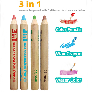 Ensemble de <span class=keywords><strong>crayons</strong></span> de couleur peinture <span class=keywords><strong>dessin</strong></span> personnalisé en bois soluble dans l'eau <span class=keywords><strong>3</strong></span> en 1 crayon de cire <span class=keywords><strong>crayons</strong></span> d'aquarelle avec design - Product Image 4