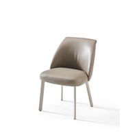 Chaise de salle à manger en cuir PU grain de bois avec cadre en métal pour maison élégante, villa, restaurant, salle d'exposition