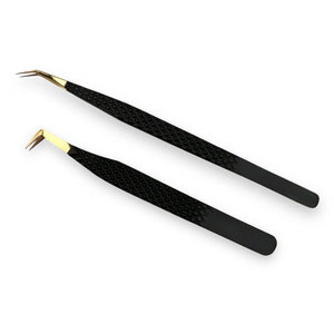 Nouvelles Pinces à Épiler Tendance en Promotion pour Isolation des Cils, à Pointe Courbe en Acier Inoxydable, Personnalisables avec Pointe en Fibre pour Extensions de Cils - Product Image 1