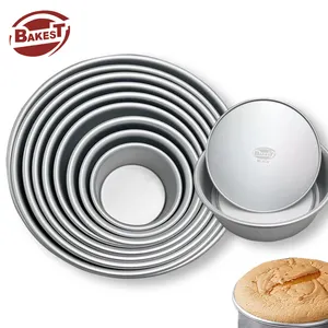 Bakest Round Cake Baking Pan Mold Aluminum Alloy Anodized Solid 7/8/9/10/12 inch Circle Bake Mould Metal Chiffon Cake Pans