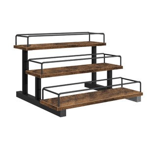 Estante de vino retro de madera y hierro, combinado con estante de almacenamiento para bar, para exhibición de bebidas y uso en fiestas. - Product Image 5