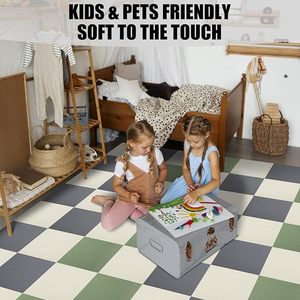 Self Adhesive Interlocking Rugs Square Off White Green Khaki Light Gray Dark Gray Polyester Fiber Kids <b>Floor</b> Mats Home Use - Product Image 5