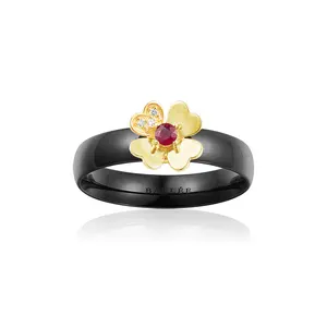 Vendita calda 9K 10K 14K 18K Solid Real Gold Love Heart Flower Design anelli per le donne fidanzamento matrimonio