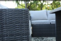 Juego de sofá en forma de L de ratán para todo tipo de clima, sofá inflable perezoso para jardín al aire libre duradero para siesta, juego de muebles con caja de almacenamiento