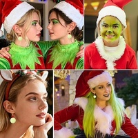 Boucles d'oreilles créoles tendance Grinch en laiton, forme boule, bijoux de Noël, cadeaux de fête pour femmes