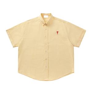 Chemise à manches courtes en coton pour <span class=keywords><strong>homme</strong></span> avec col montant Ami, vêtement décontracté de haute qualité pour l'été, brodée, populaire à <span class=keywords><strong>Paris</strong></span> - Product Image 5