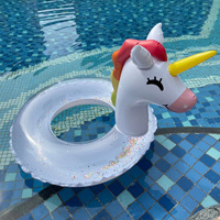 Piscine d'eau flotteur semi brillant licorne anneau de bain cheval enfants piscine d'eau jouet anneau de bain
