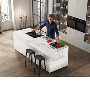 Fludic Luxury 1600x3200mm Glossy Porcelain Slab Tile White Black Marble for Dining Garden Outdoor - Product Image 1