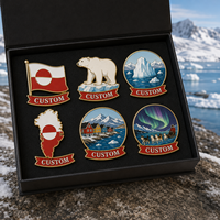 Set de Regalo de Pines Esmaltados Personalizados al por Mayor con Temática de Groenlandia: Pin de Solapa de Iceberg y Oso Polar, Souvenir Turístico, Insignia de Vista Ártica